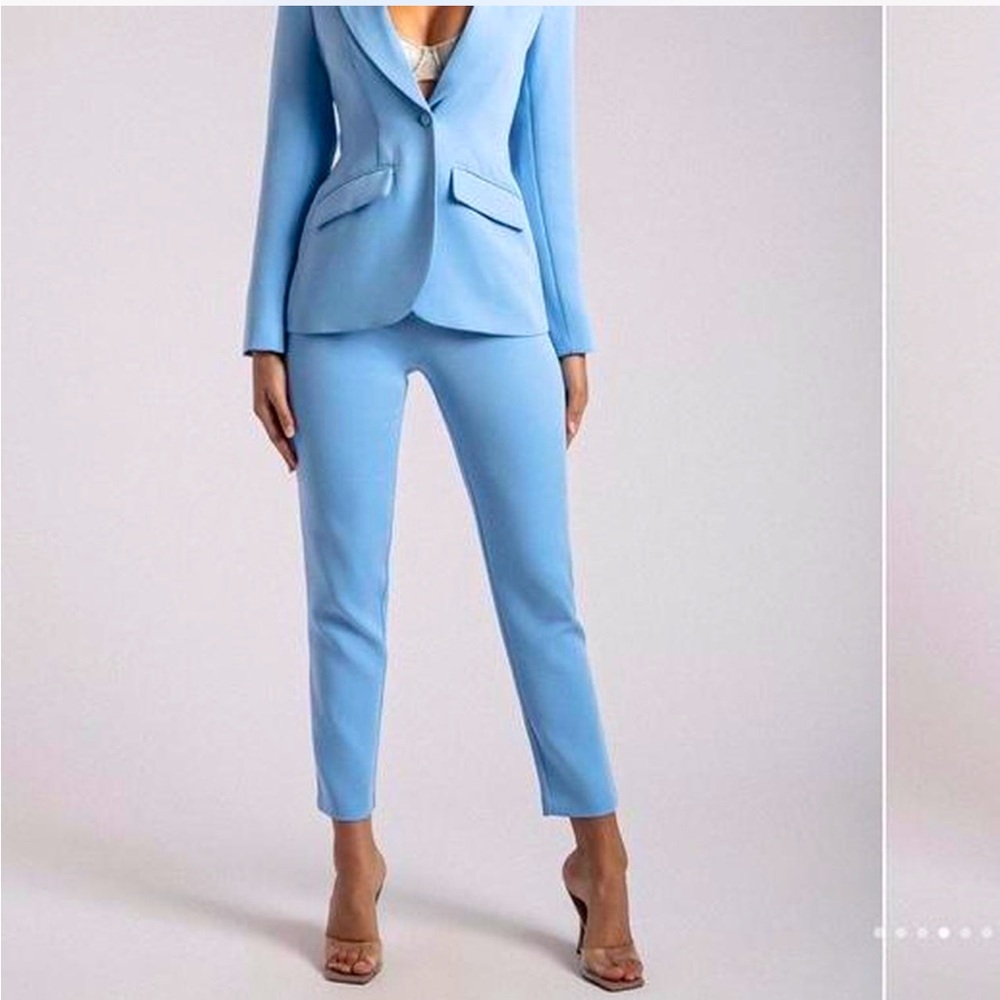 Meshki Indie Baby Blue Straight Leg Trousers